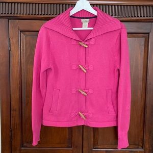 L. L. Bean 100% cotton Shawl Collar horn toggles and loop Candy pink Barbie XS